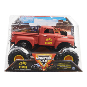 Monster Jam Grave Digger Retro 1:24 truck front view with authentic graphics.