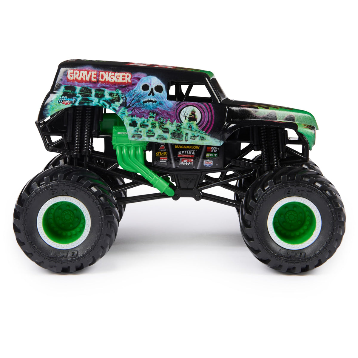 Monster Jam Grave Digger tires provide traction for steady play and smoother races.