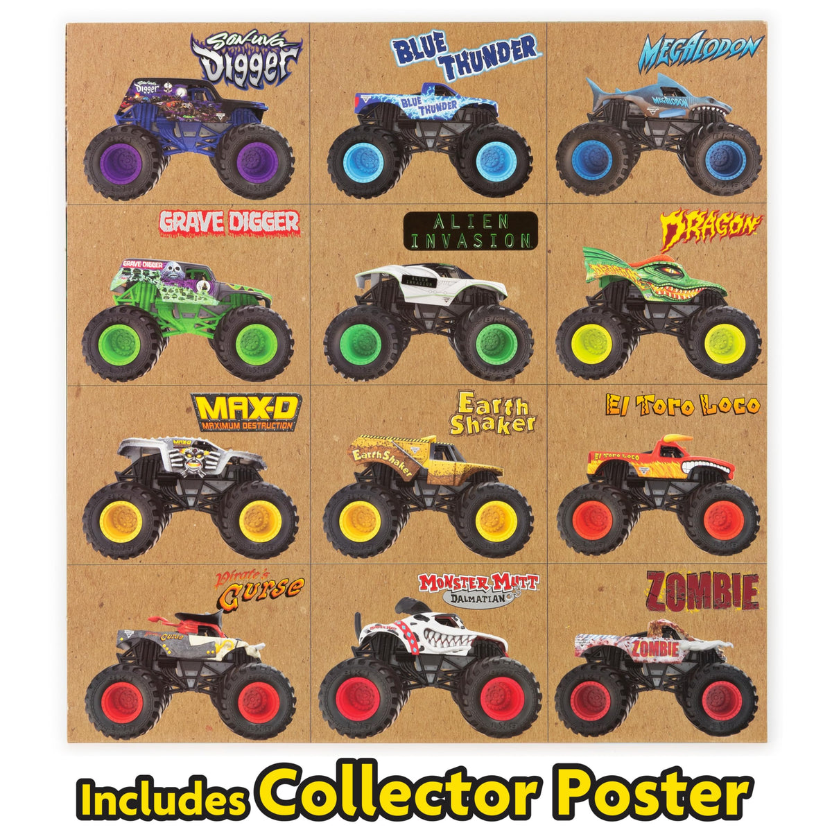 Monster Jam Grave Digger 1:64 truck, iconic graphics, ideal collector display.