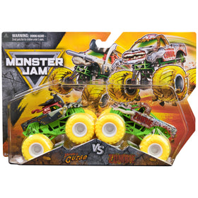 Monster Jam Grave Digger vs Avenger 1:64 scale 2-pack with authentic graphics for action-packed play.