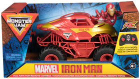 Side view of Monster Jam Iron Man RC truck highlighting compact 1:24 scale for indoor use