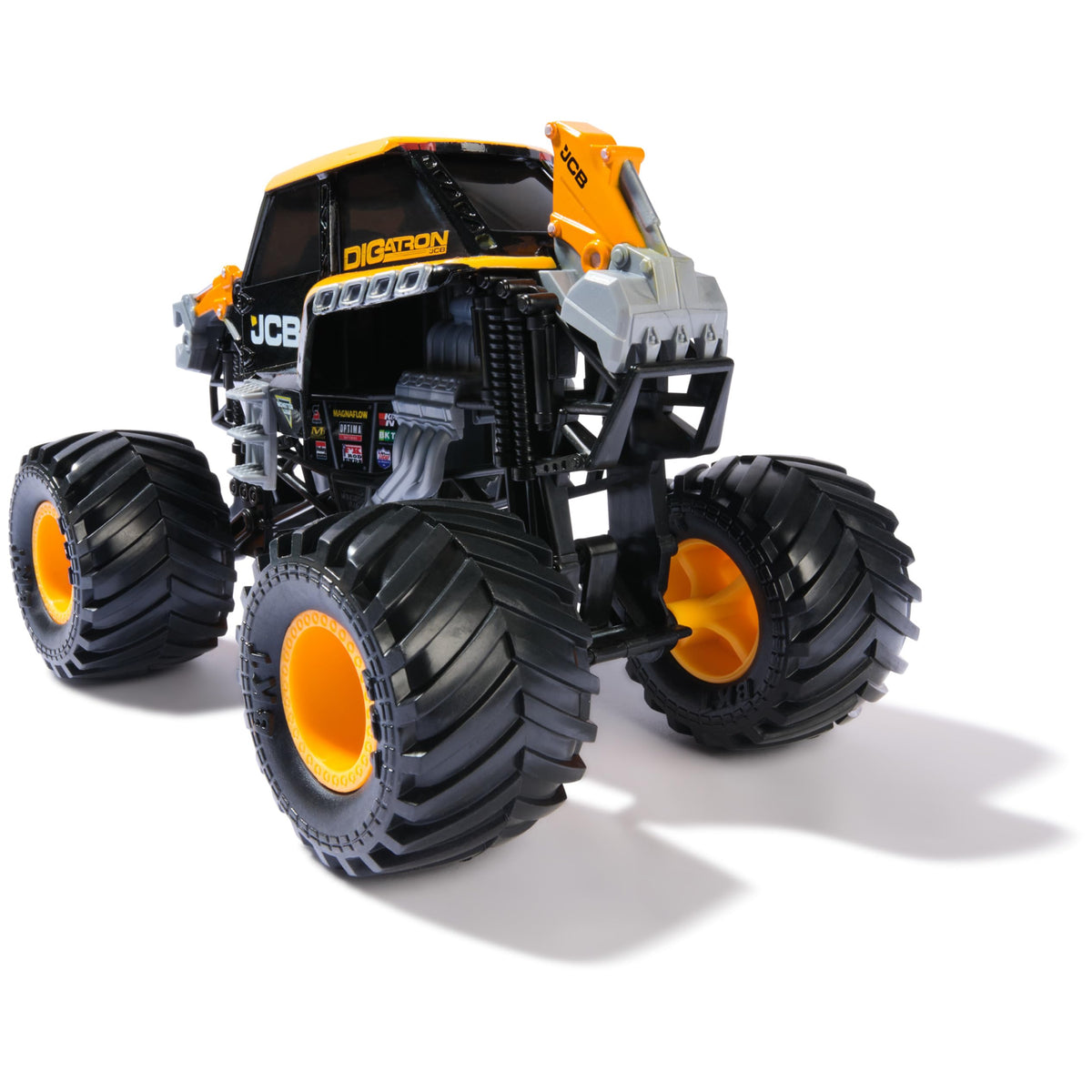 Monster Jam JCB DIGATRON 1:24 scale showing suspension and ride quality.