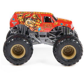 Monster Jam Lucas Stabilizer vs Jester rear view reveals sturdy die-cast chassis.