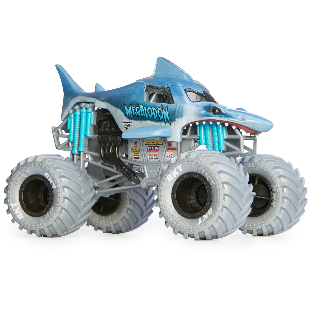 Monster Jam Megalodon 1:24 die-cast with working suspension for rugged play.