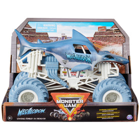 Monster Jam Megalodon 1:24-scale truck with authentic graphics for fans and collectors.