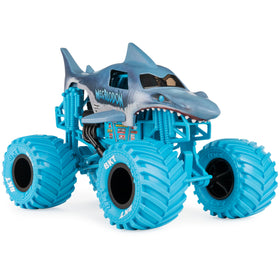 Monster Jam Megalodon 1:24 die-cast truck rear view highlights sturdy build