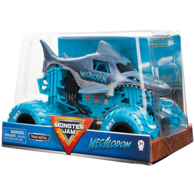 Monster Jam Megalodon 1:24 die-cast truck tires provide enhanced traction for play