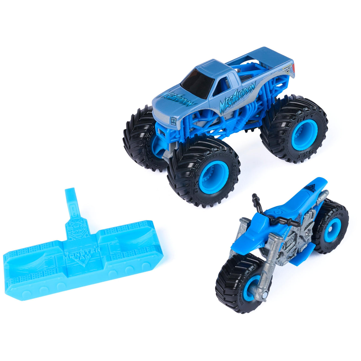 Monster Jam Megalodon dirt bike 1:64 scale ready for stunts