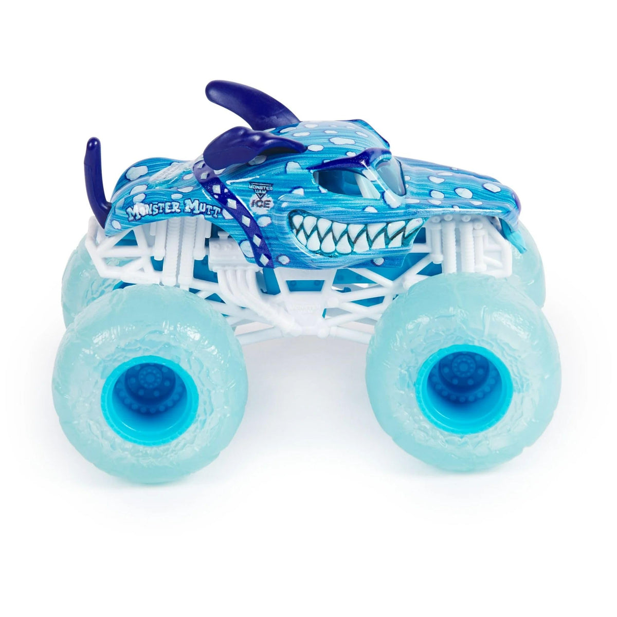 Monster Jam Megalodon Fire Ice 1:64 detailed graphics closeup enhances realism