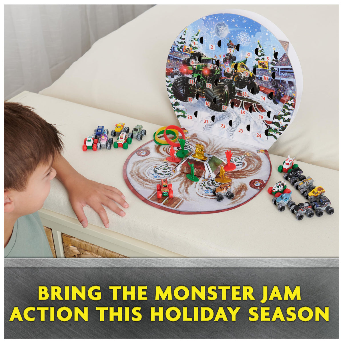 Monster Jam 9-piece accessory kit enhances play options.