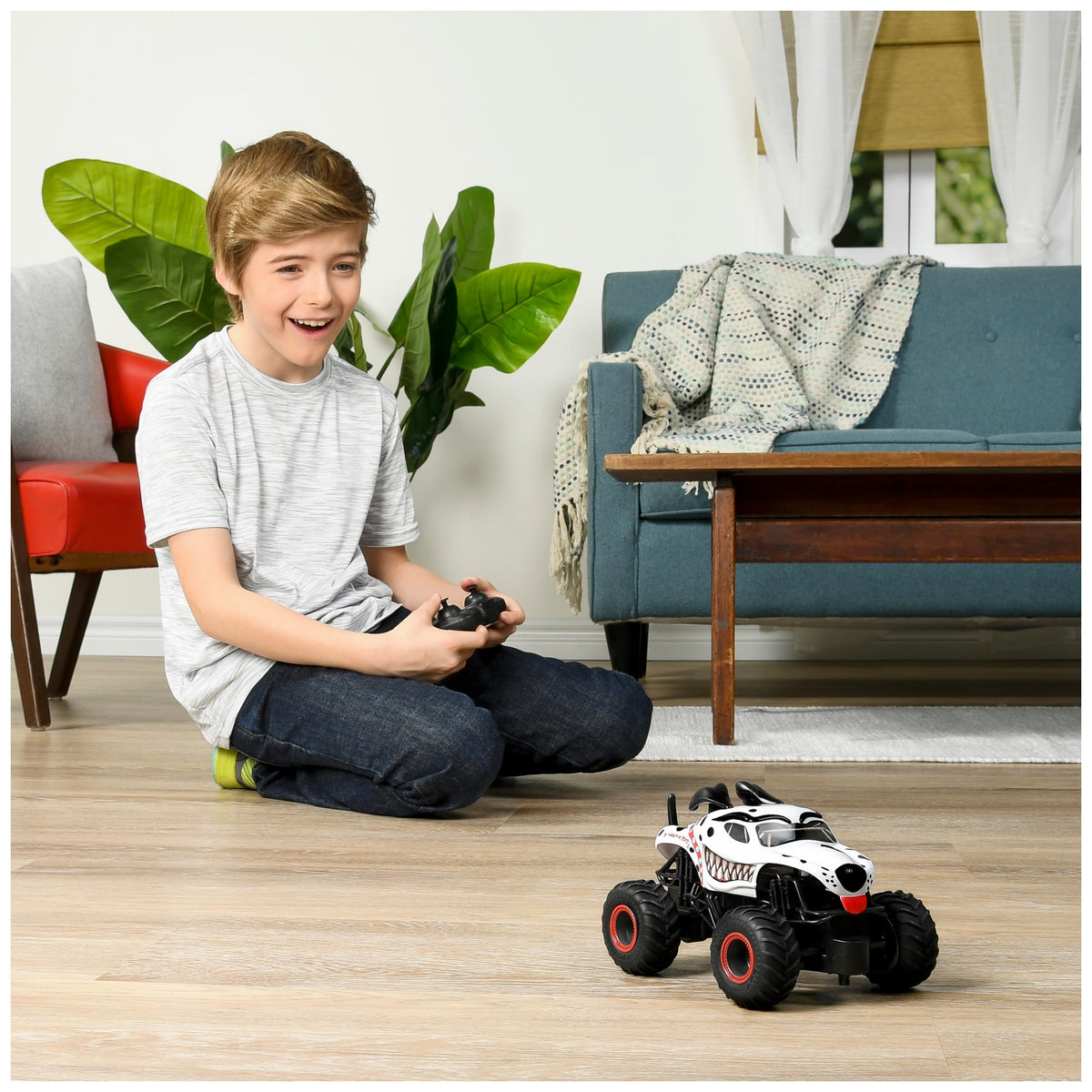 Monster Jam Monster Mutt Dalmatian RC truck remote control action ready for rallies.