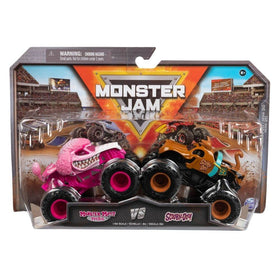 Monster Jam Monster Mutt Poodle vs Scooby-Doo 1:64 die-cast trucks for action-filled play.