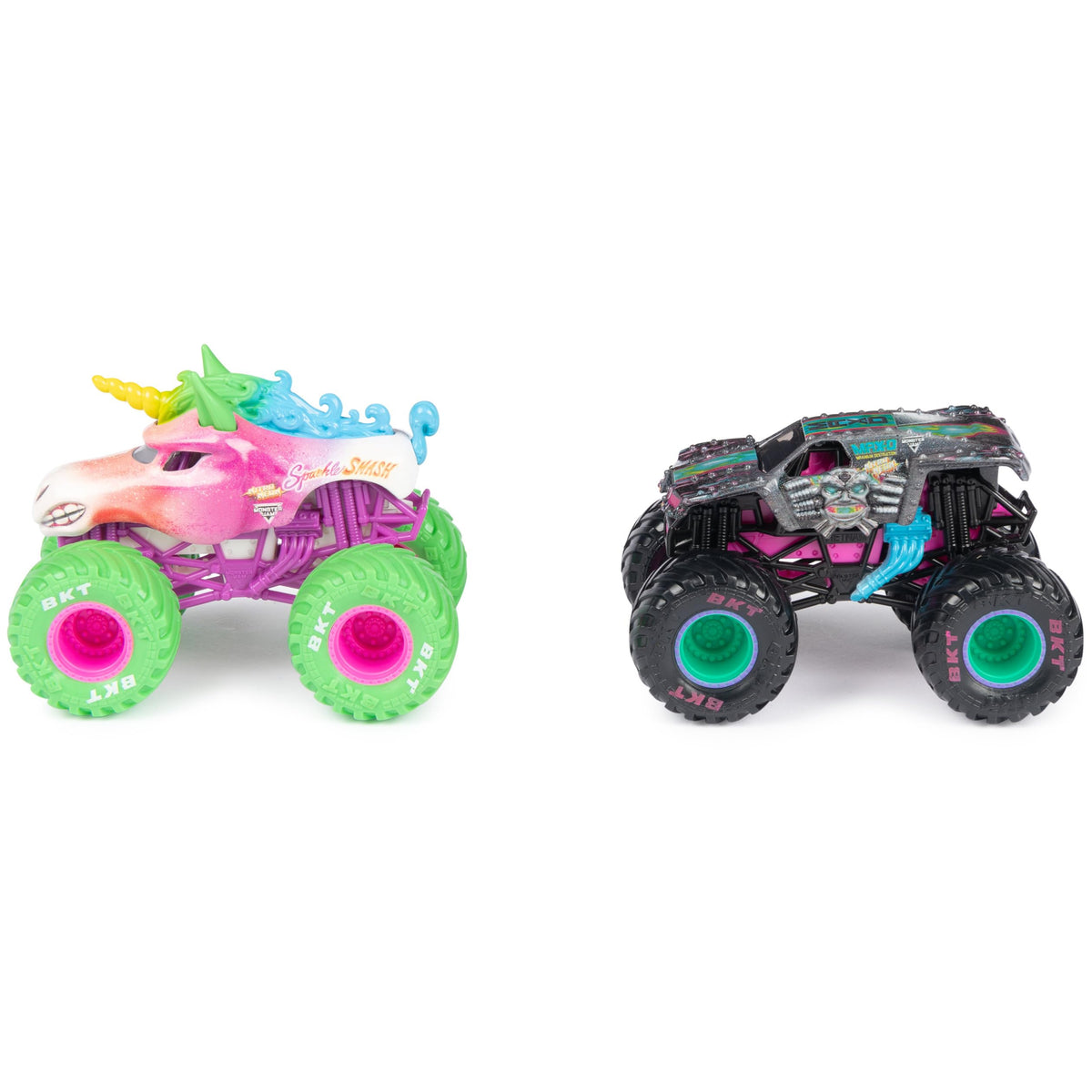 Monster Jam Neon finish glow on 1-64 truck boosts display appeal