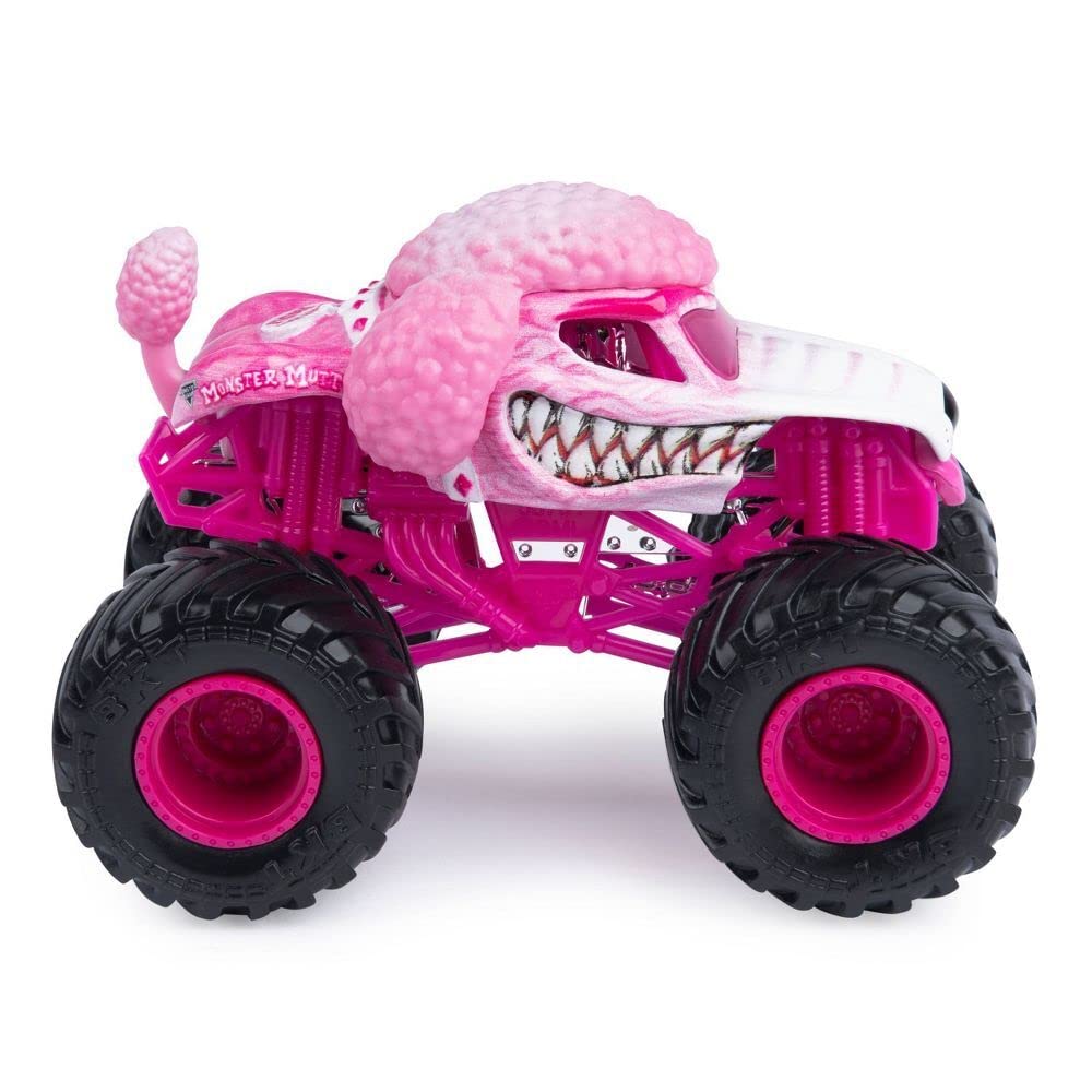 Monster Jam trucks with BKT tires and detailed chassis for realism.