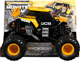 Monster Jam Official JCB DIGatron 1:24 front view showcases bold graphics and authentic scale.