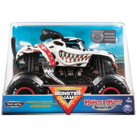 Monster Jam Official Mutt Dalmatian 1:24 front view shows authentic detailing and ready-to-race suspension.