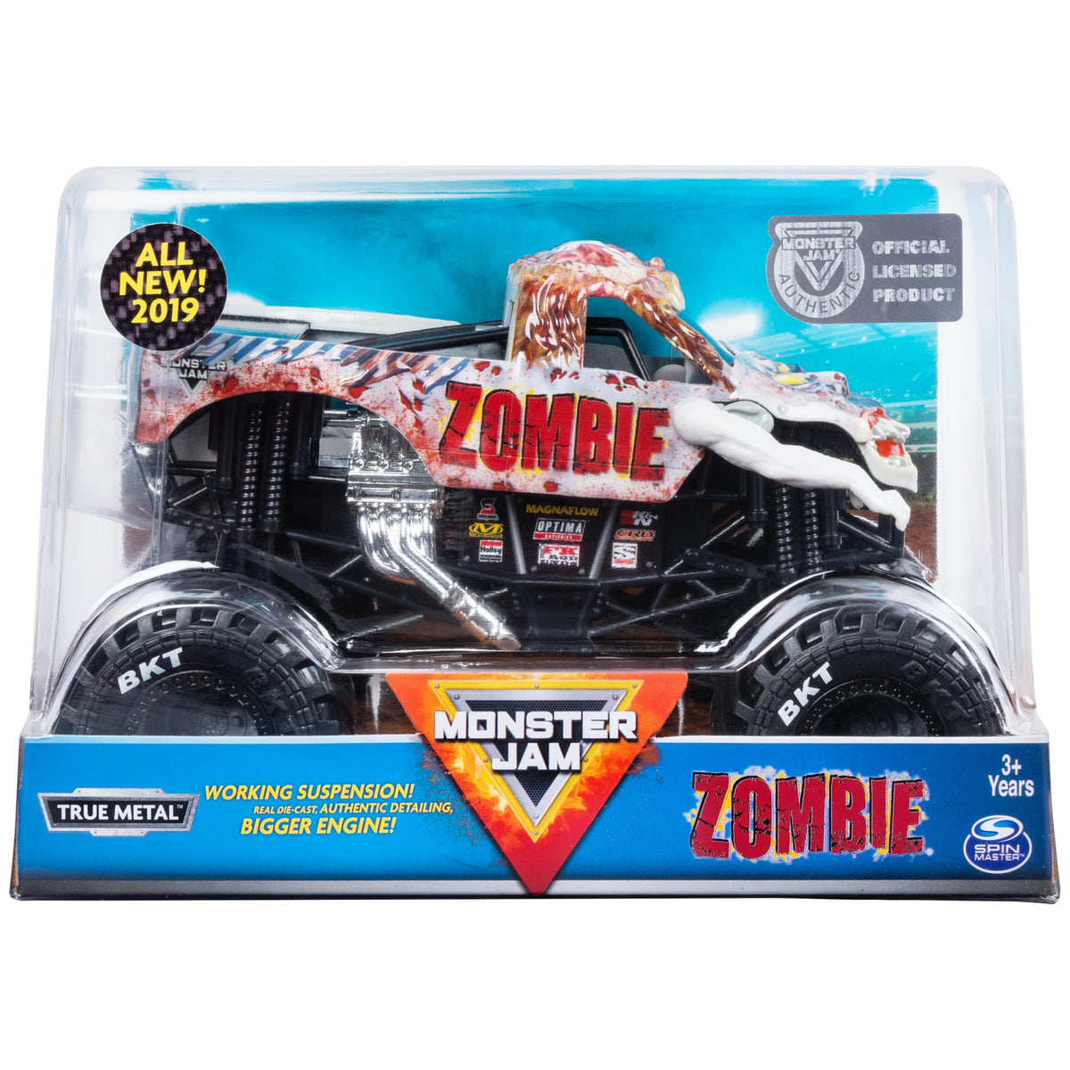 Monster Jam official zombie monster truck 1:24 scale with bold display and play appeal.