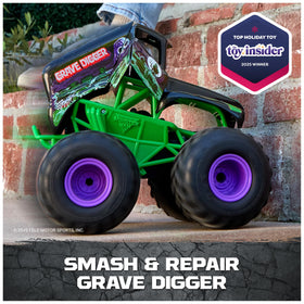 One-touch repair feature resets the Grave Digger RC for more action during play.