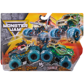 Monster Jam Pirates Curse vs Kraken 1:64 scale trucks ready for action-packed battles.
