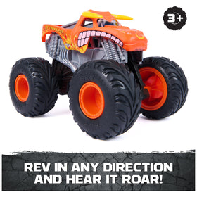 Monster Jam Rev N Roar El Toro Loco rear view highlights sturdy construction and durability.