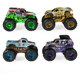 Monster Jam Reveal the Steel 4-Pack Mohawk Warrior 1:64 scale color-change toy.
