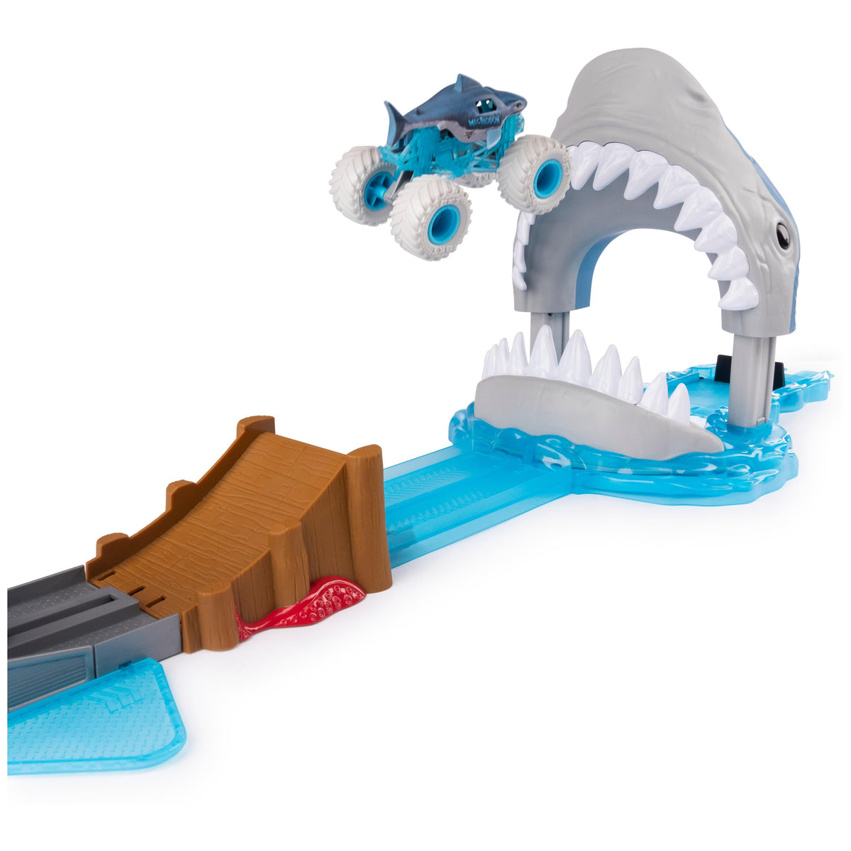 Shark base provides stable support and easy reset between runs.