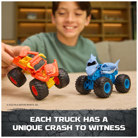 Two-pack of Monster Jam trucks ready for kids ages 3 and up