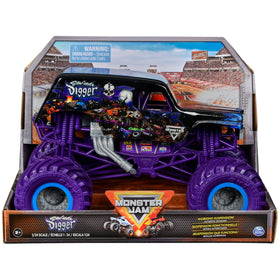 Monster Jam Son-uva Digger 1:24 front view highlights authentic details for display and play.
