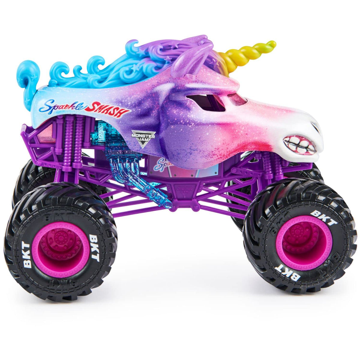 Monster Jam Sparkle Smash 1:24 features BKT tires for better traction