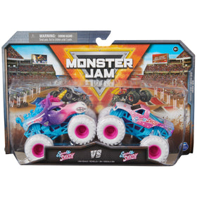 Monster Jam Sparkle Smash 1:64 Grave Digger vs Avenger for pretend race showdowns.