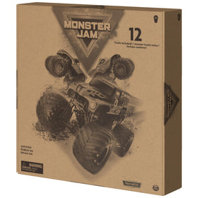 Monster Jam 1:64 trucks with detailed graphics for authentic look.