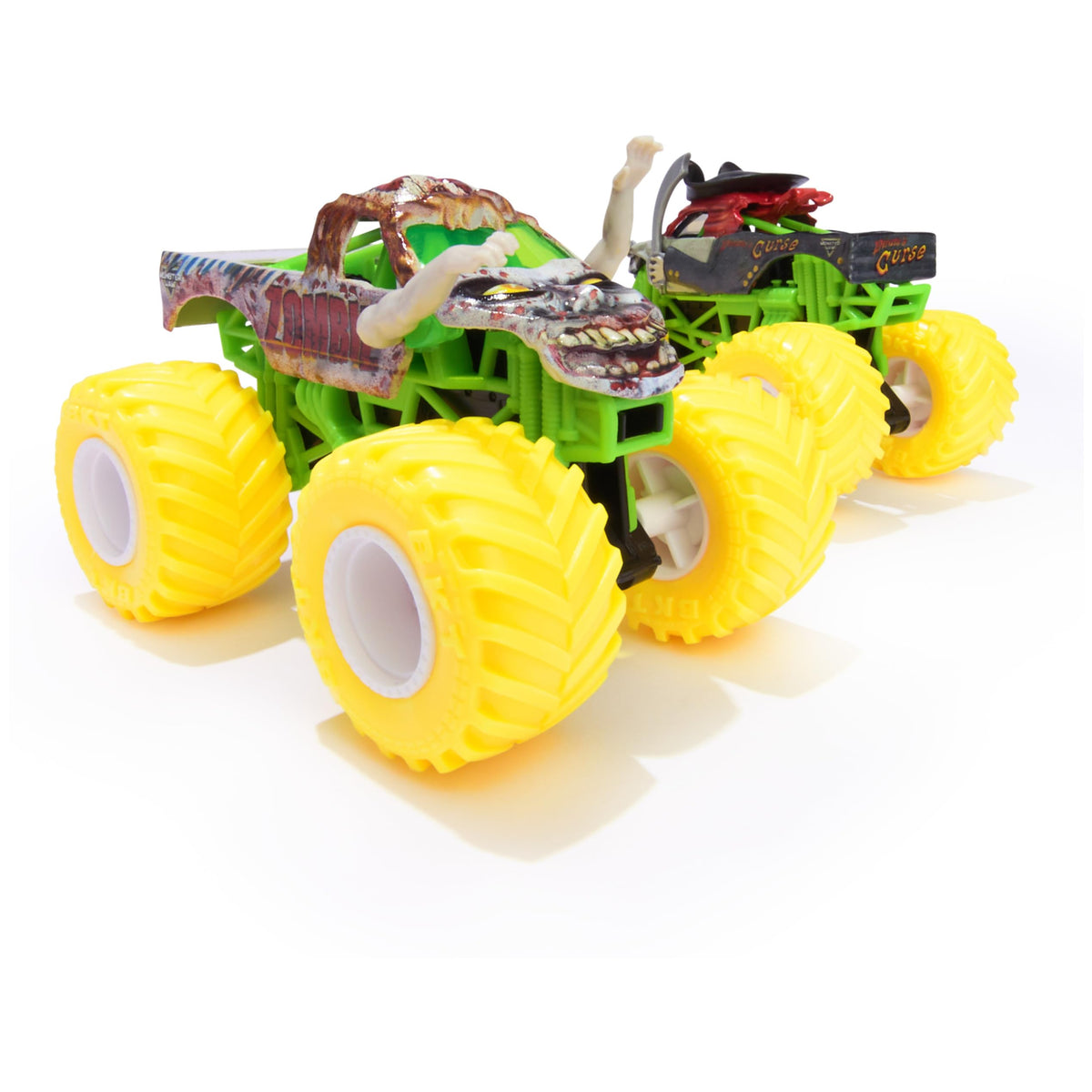 Monster Jam Zombie vs Whiplash 1:64 scale 2-pack designed for vivid on-table showdowns.