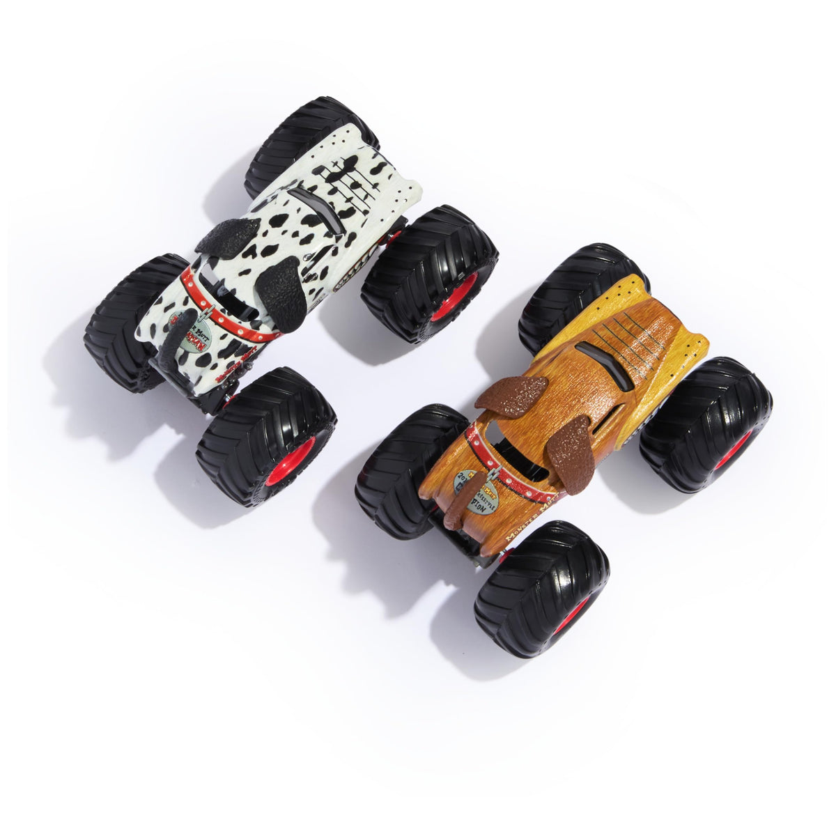 Monster Jam Zombie and Whiplash 1:64 die-cast trucks inspire battles.