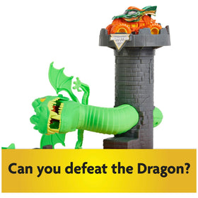 Chomping dragon teeth add suspense as kids time jumps for turret landings.