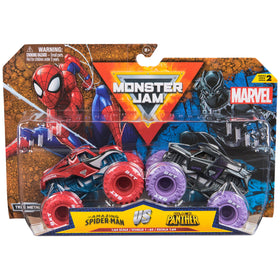 Monster Jam Spider-Man vs Black Panther 1:64 truck set for action-packed play