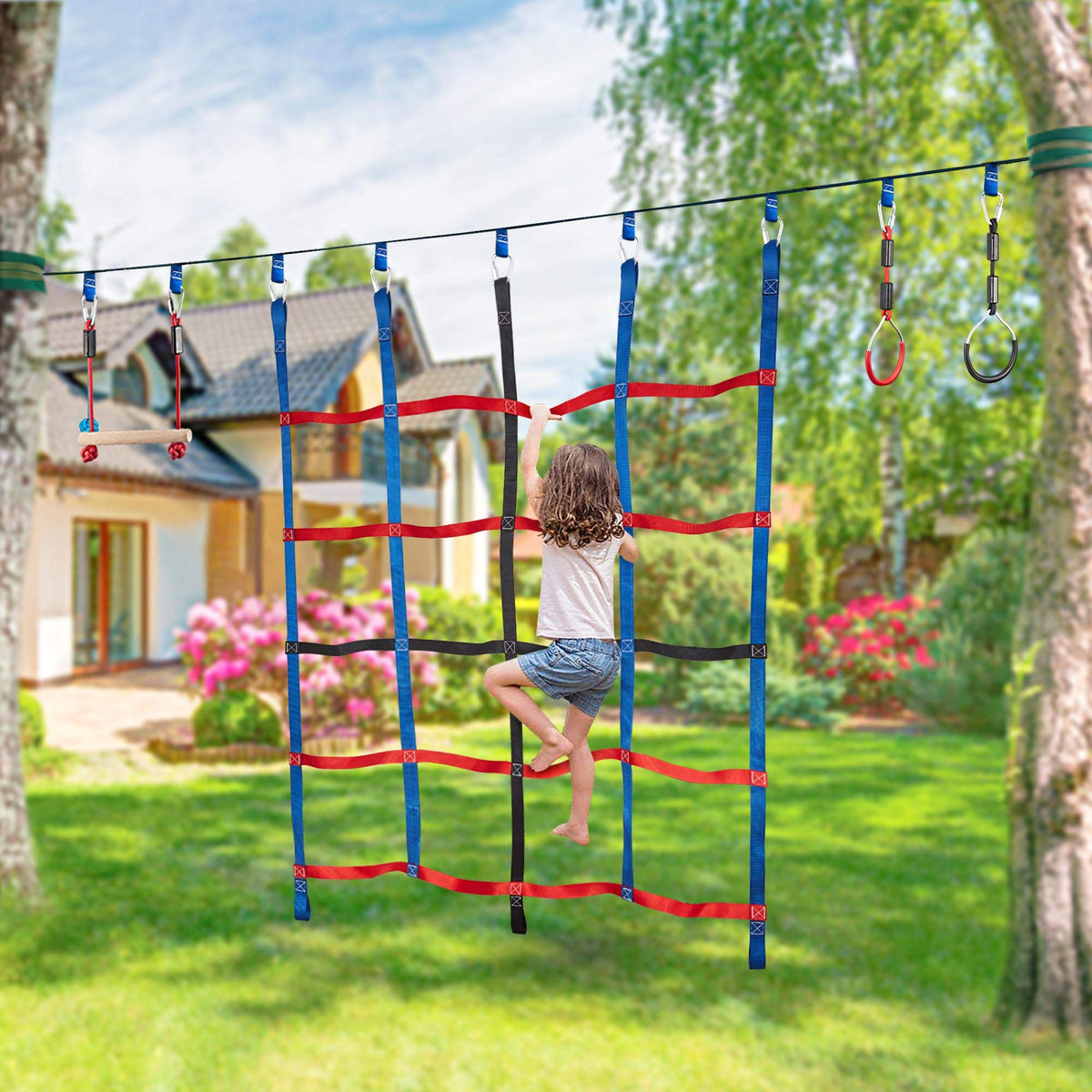 MONT PLEASANT backyard obstacle course net supports balance and coordination