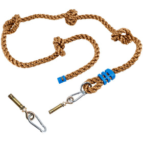 Mont Pleasant climbing rope with four knotted steps for kid-friendly climbs.