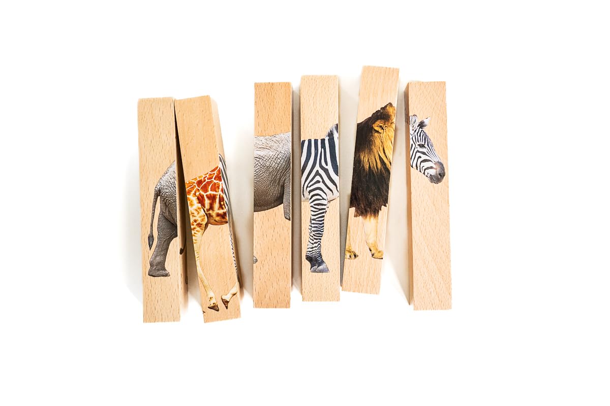 Montessori & Me 4-in-1 safari puzzle blocks enable versatile learning.