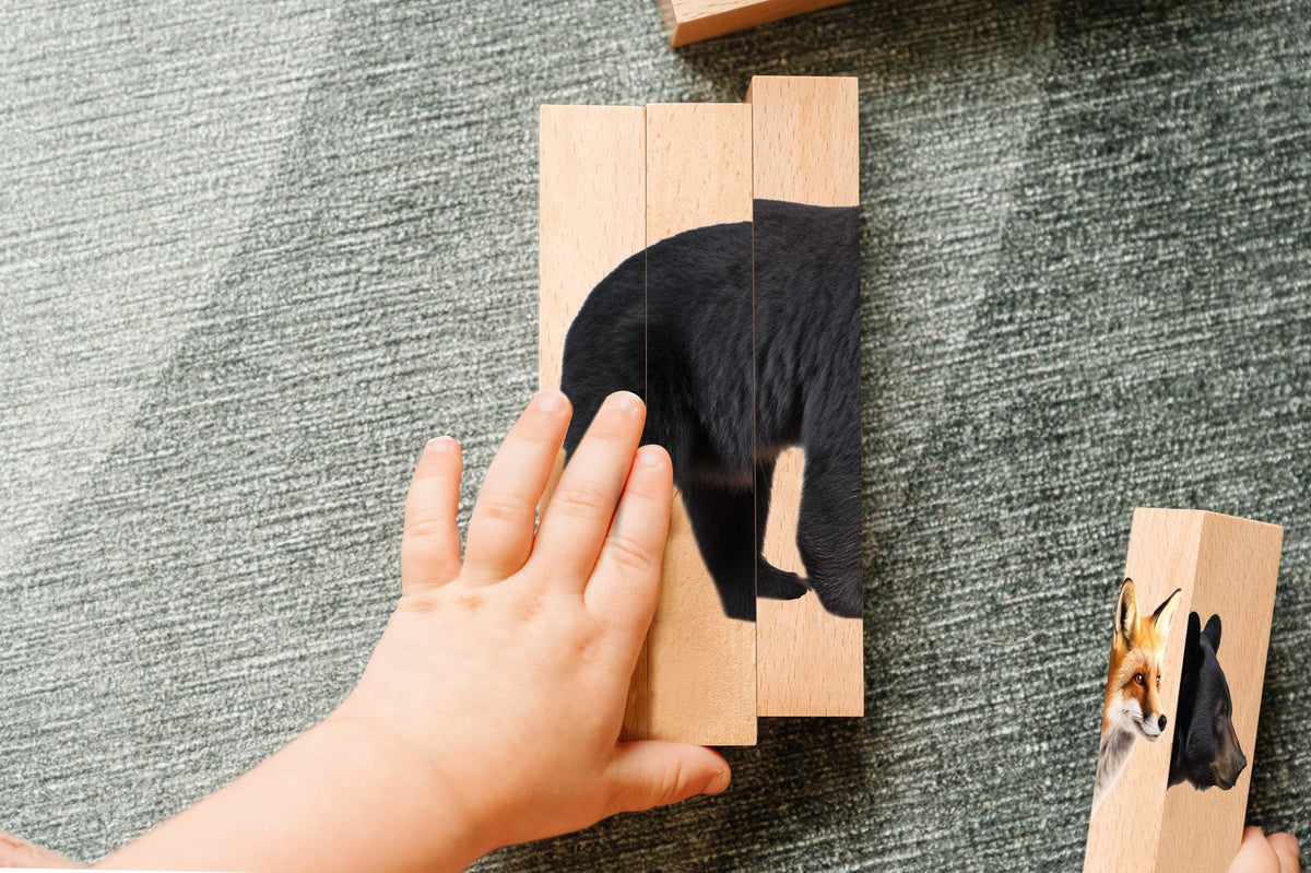Montessori & Me animals matching and sounds activity supports language development.