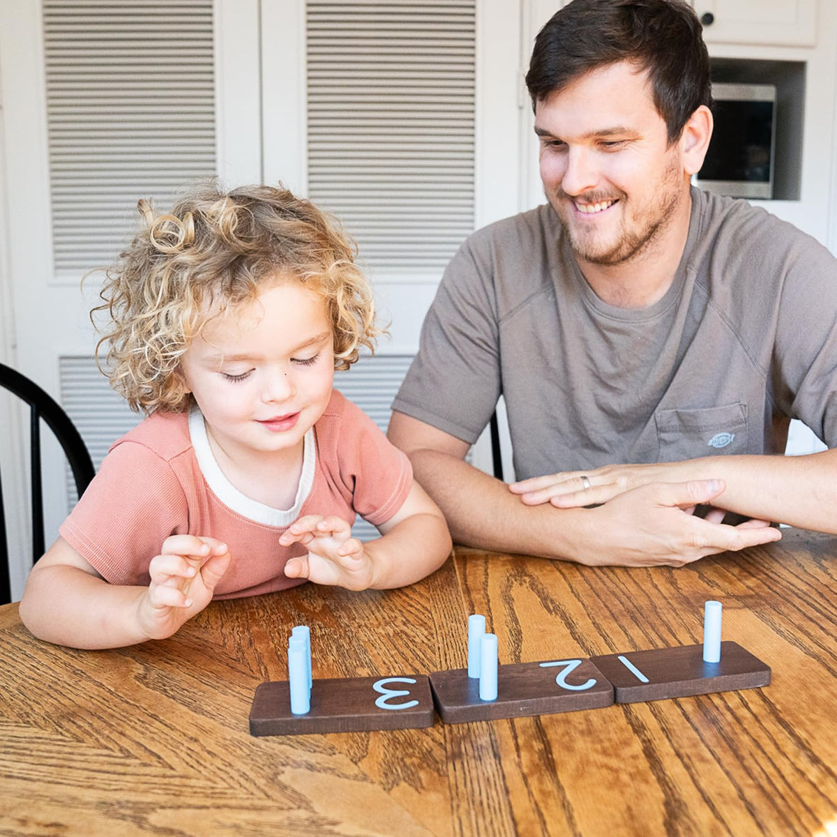 Montessori & Me sustainable rubberwood construction supports lasting play sessions.