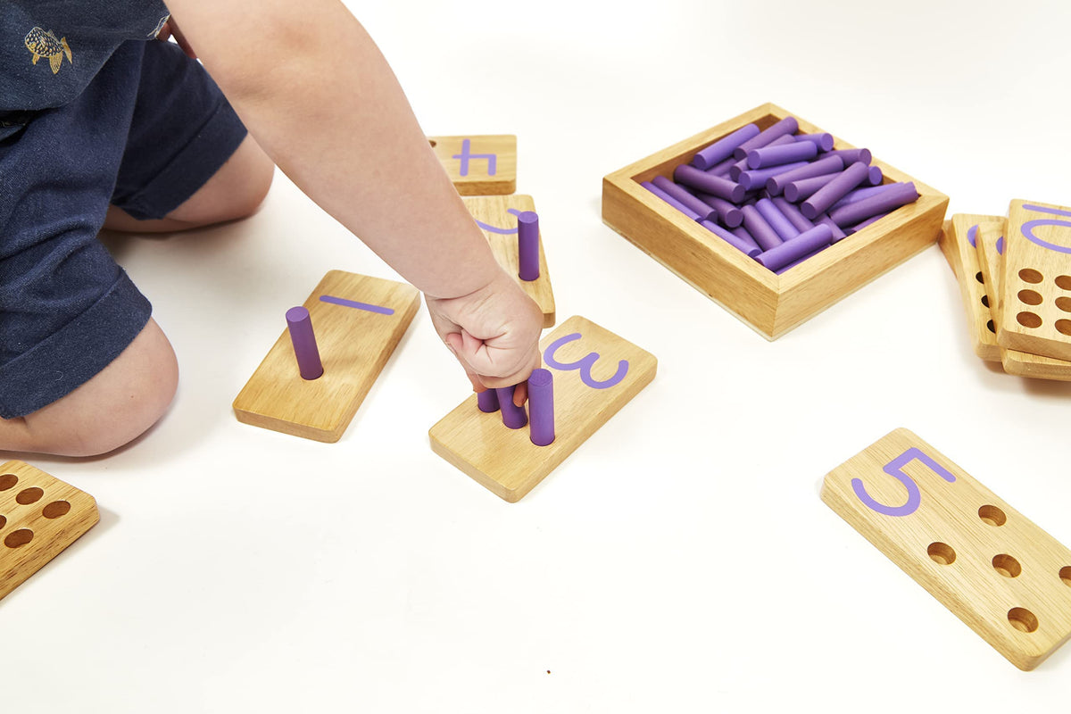 Montessori & Me Child-safe non-toxic paint on pegs ensures worry-free play.