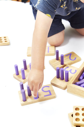Montessori & Me Preschool activity ready peg board for early math exploration.