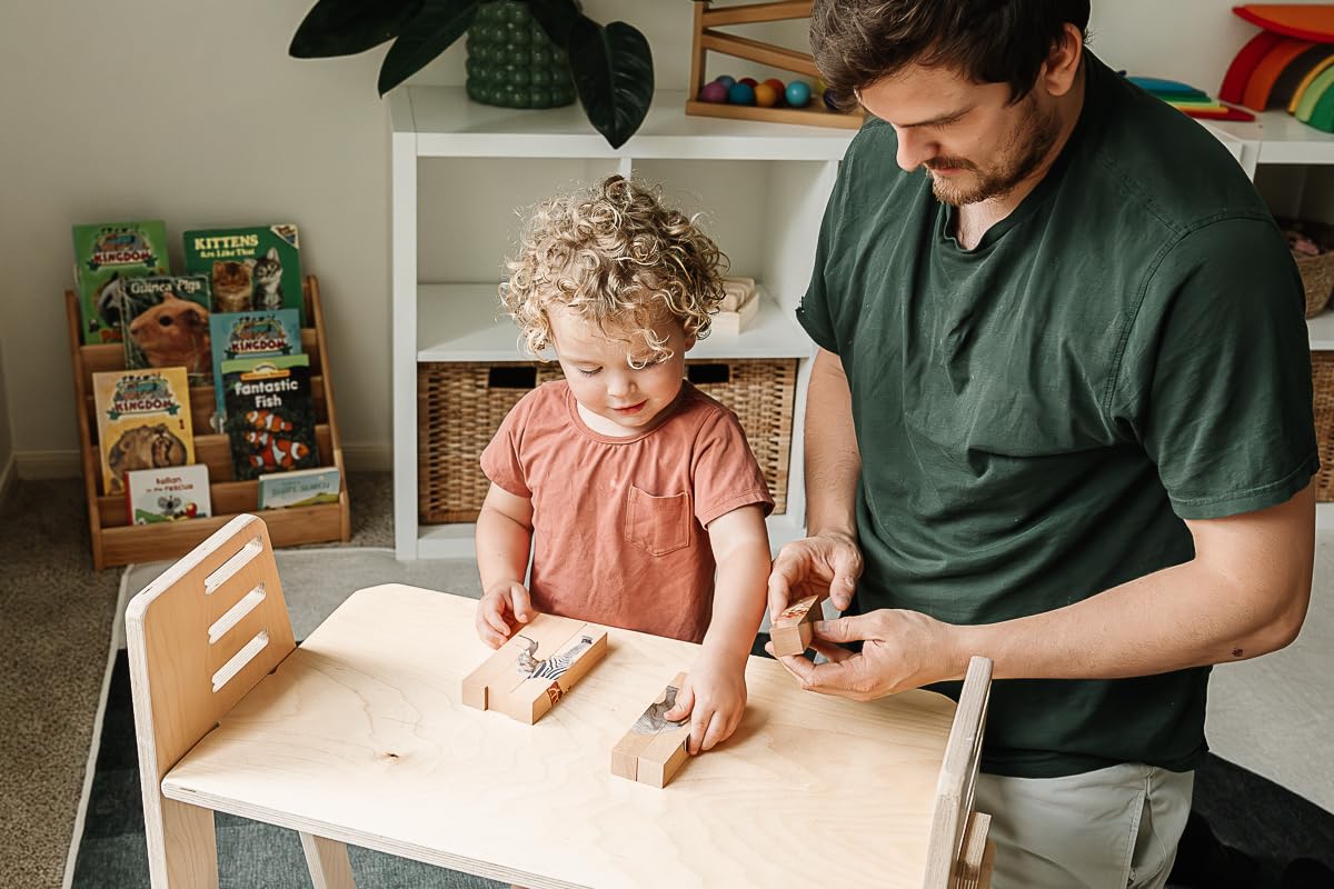 Montessori & Me twist-turn blocks boost fine motor skills.