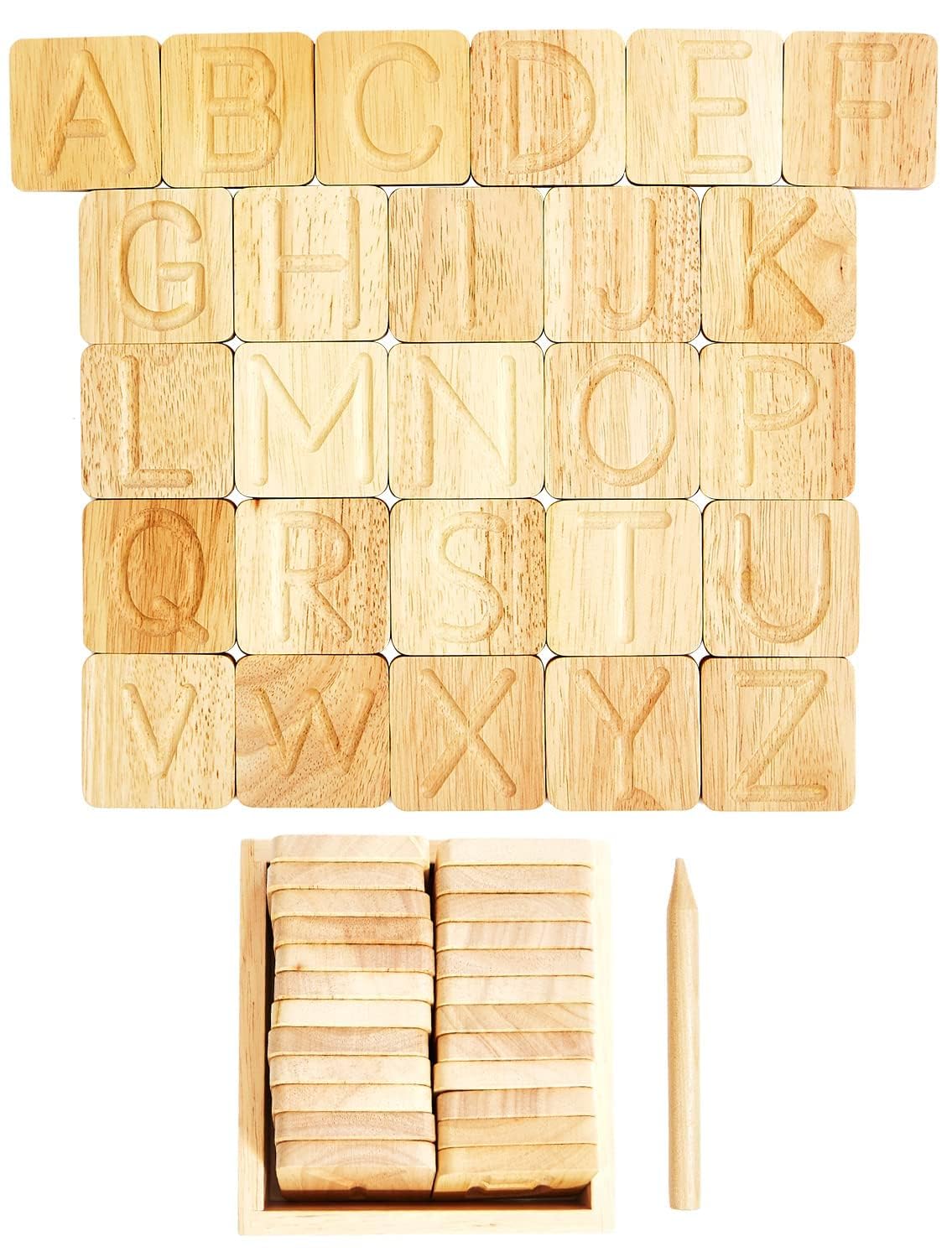Montessori Me wooden stylus for letters aids grip development.