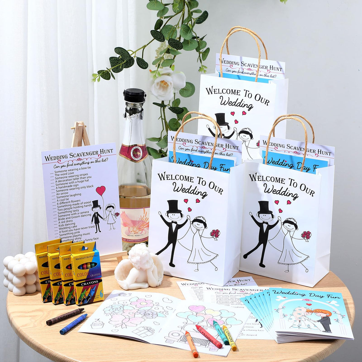 Mooliwe wedding favor bags arranged for guests' keepsakes after the celebration