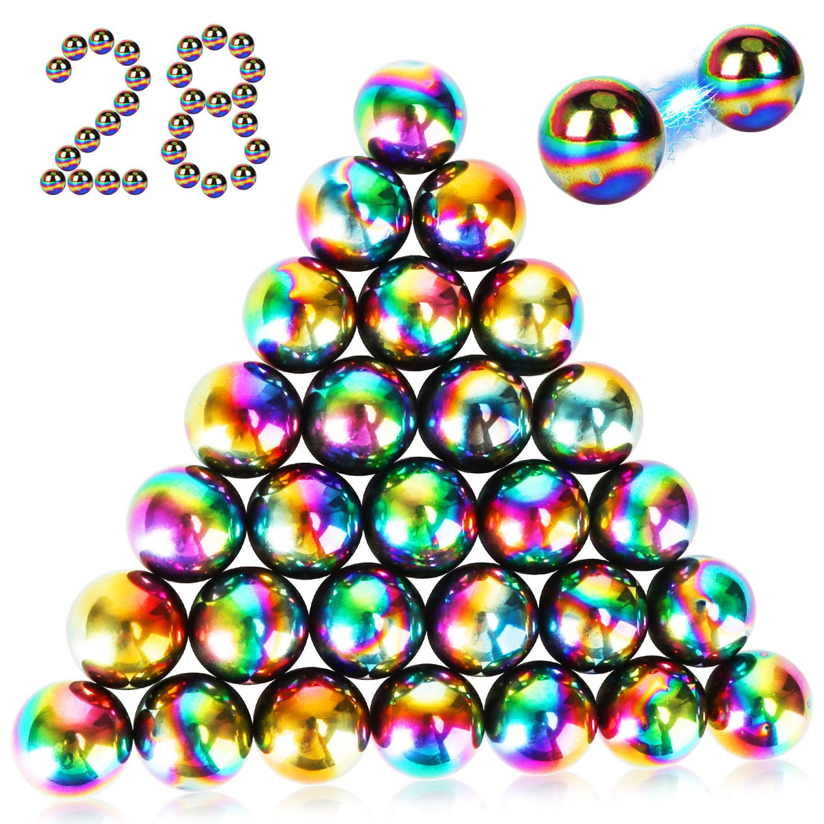 Moonhua Rainbow Stones 28pc set on desk for tactile play and focus