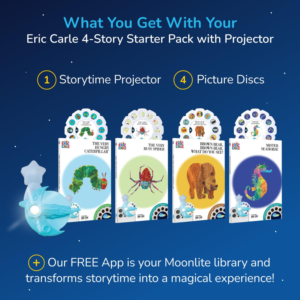 Moonlite Eric Carle The Very Busy Spider visuals engage young listeners