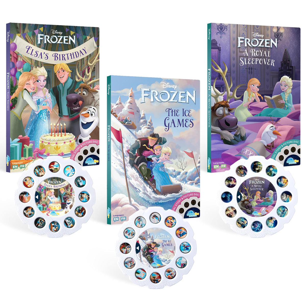 Moonlite Frozen Elsa's Birthday projection for engaging bedtime storytelling.