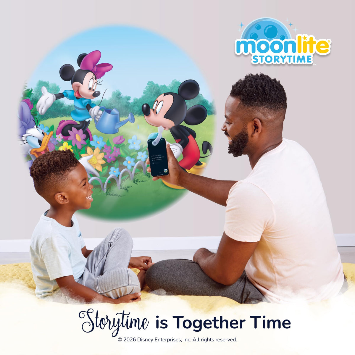 Moonlite Mickey Perfect Picnic projection sparks imagination during quiet evening reads.
