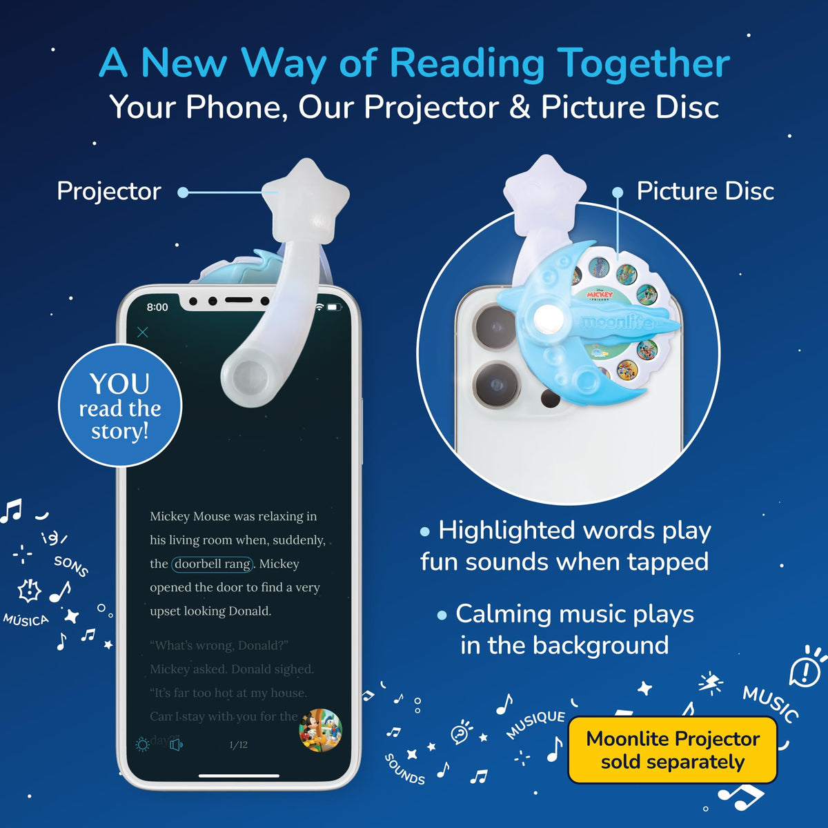 Moonlite Mickey Surprise for Pluto projection creates cozy, shared reading moments.